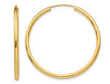 14K Yellow Gold Medium Hoop Earrings 1 1/4 Inch (2.00 mm)